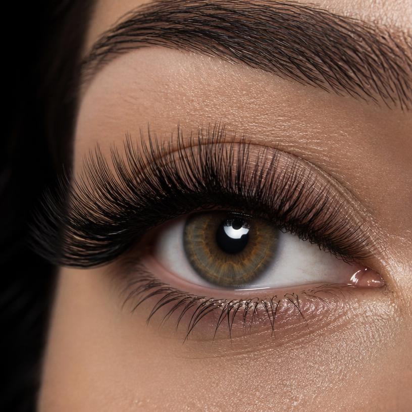 Close-up of a bold full volume lash set